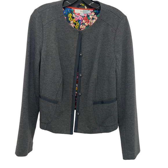 Boden Snap Button Front Blazer Jacket Gray Black 12. -1 - Picture 1 of 5